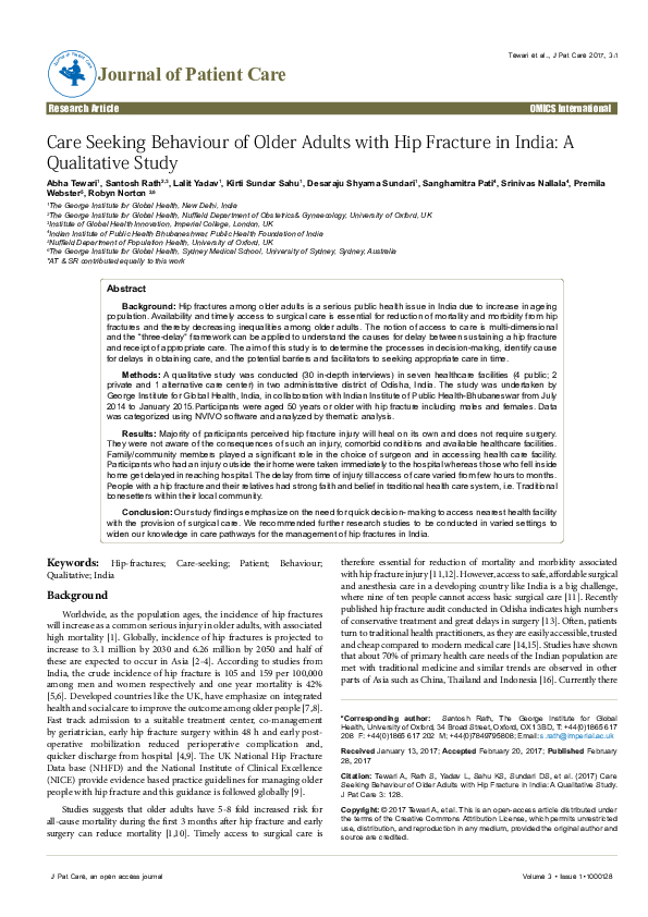 (PDF) Journal of Patient Care Santosh Rath Academia.edu