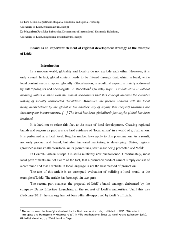 (PDF) Brand as an Important Element of Regional Development Strategy at ...