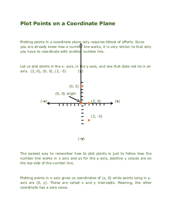 (DOC) Plot Points on a Coordinate Plane