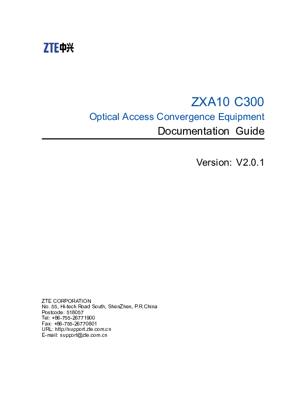 (PDF) ZXA10 C300 Optical Access Convergence Equipment Documentation Guide Nandre Andre