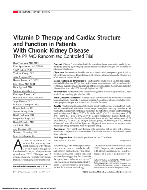 (PDF) Vitamin D Therapy and Cardiac Structure and Function in Patients ...