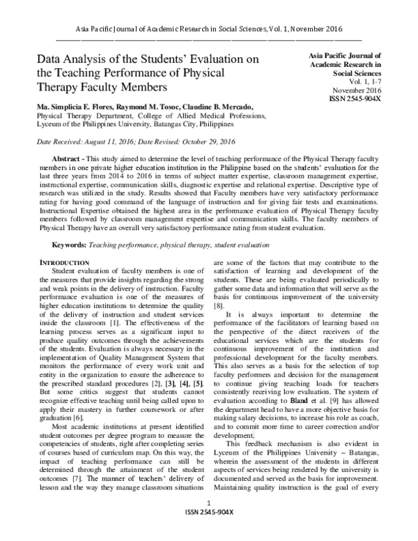(PDF) Data Analysis of the Students’ Evaluation on the Teaching ...