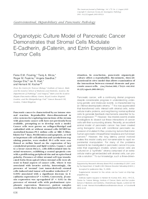 (PDF) Organotypic Culture Model of Pancreatic Cancer Demonstrates that ...