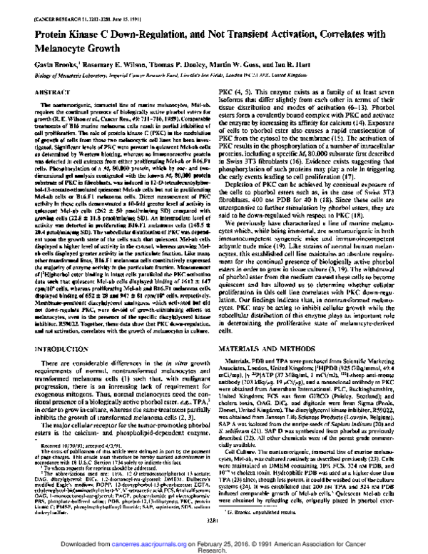 (PDF) Protein kinase C downregulation, and not transient activation, correlates with melanocyte