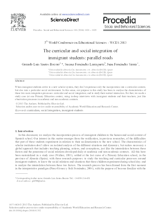 (PDF) The Curricular and Social Integration of Immigrant Students ...