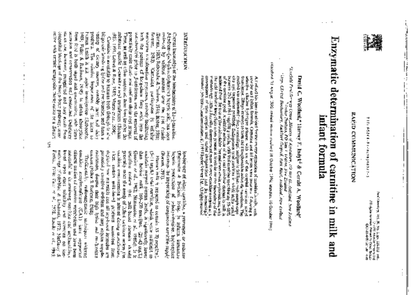 (PDF) Enzymatic determination of carnitine in milk and infant formula