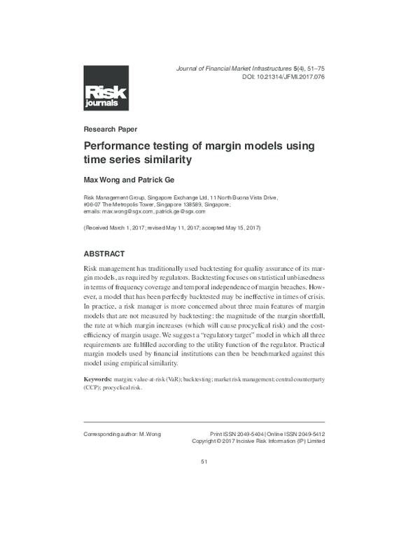 (PDF) Performance testing of margin models using time series similarity