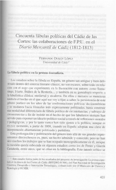(PDF) «Cincuenta fábulas políticas en el Cádiz de las Cortes las