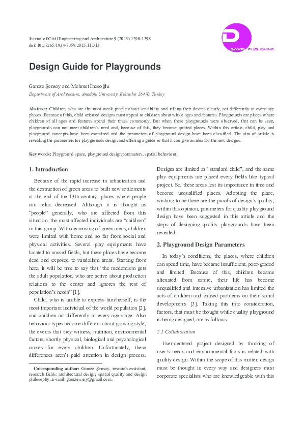 (PDF) Design guide for playgrounds