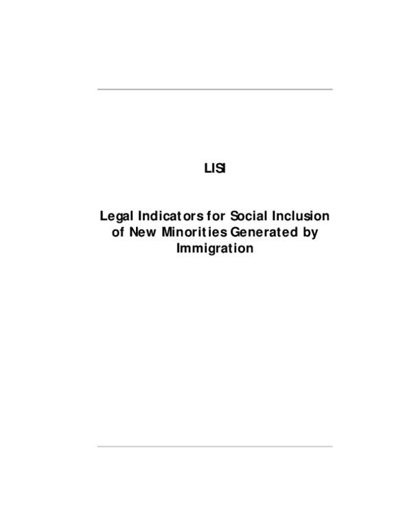(PDF) The LISI Indicators. Legal Indicators for Social Inclusion of New