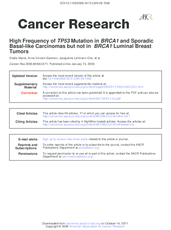 (PDF) High Frequency of TP53 Mutation in BRCA1 and Sporadic Basal-like ...