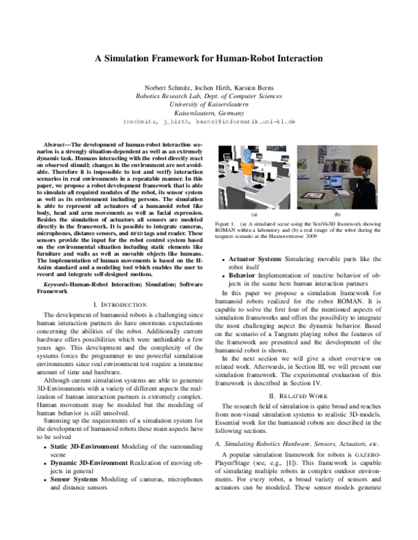 (PDF) A Simulation Framework for Human-Robot Interaction