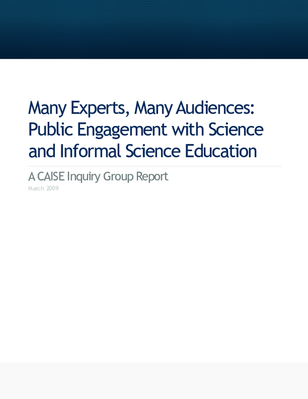 (PDF) Many experts, many audiences: Public engagement with science and ...
