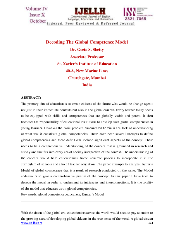 Characteristics of globally competent individual picture