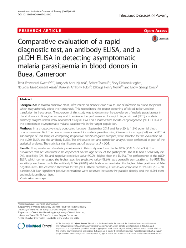 (PDF) Comparative evaluation of a rapid diagnostic test, an antibody ...