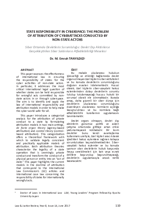 (PDF) STATE RESPONSIBILITY IN CYBERSPACE: THE PROBLEM OF ATTRIBUTION OF ...