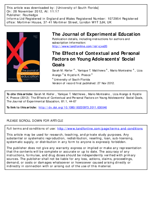 (PDF) The Effects of Contextual and Personal Factors on Young ...
