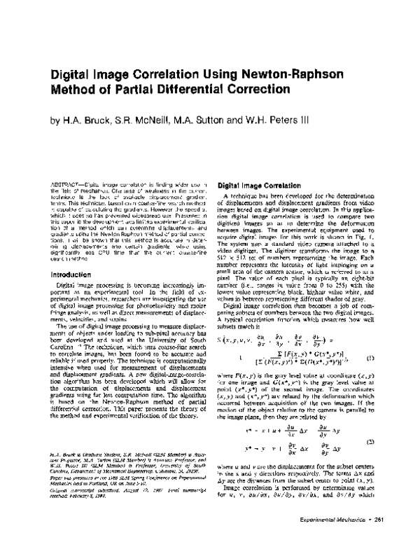Pdf Digital Image Correlation Using Newton Raphson Method Of Partial