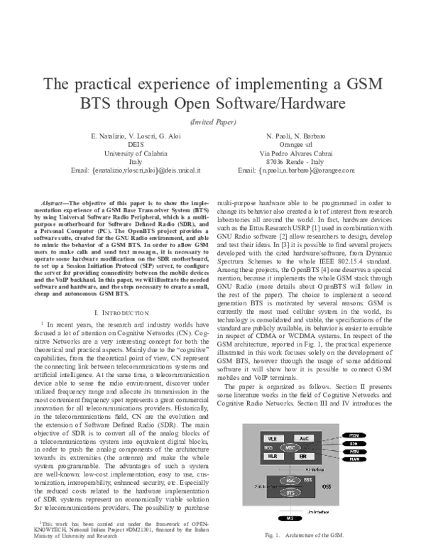 (PDF) The practical experience of implementing a GSM BTS through Open ...