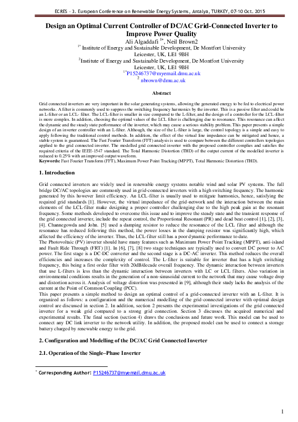 (PDF) [2]Design an Optimal Current Controller of DC-AC Grid-Connected ...