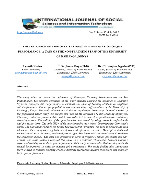 (PDF) THE INFLUENCE OF EMPLOYEE TRAINING IMPLEMENTATION ON JOB ...