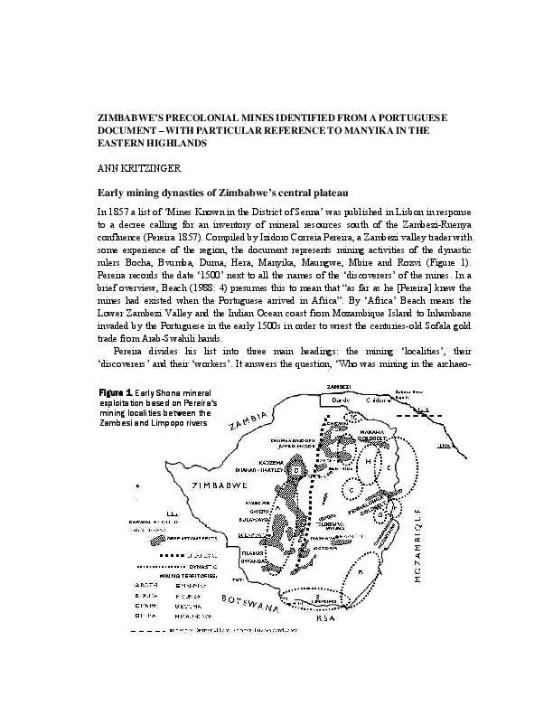 (PDF) ZIMBABWE'S PRECOLONIAL MINES IDENTIFIED FROM A PORTUGUESE ...