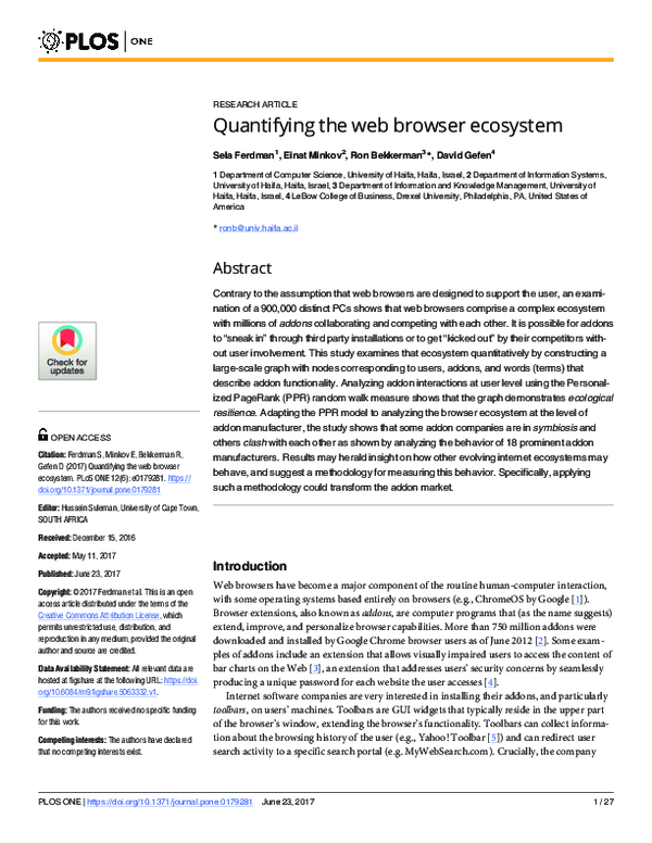 (PDF) Quantifying the web browser ecosystem