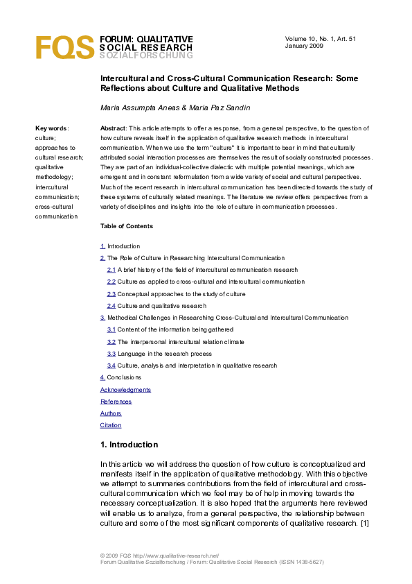 (PDF) Intercultural and Cross-Cultural Communication Research : Some ...
