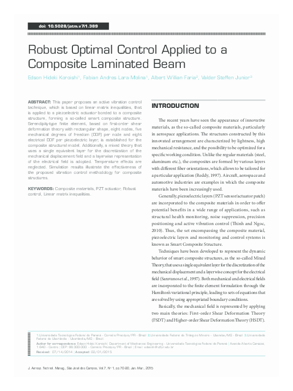 (PDF) Robust Optimal Control Applied to a Composite Laminated Beam