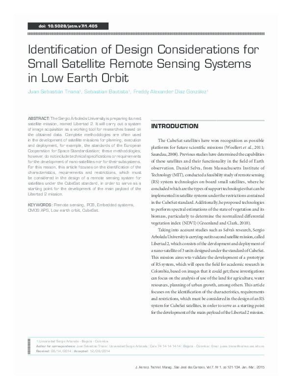 (PDF) Identification of Design Considerations for Small Satellite ...