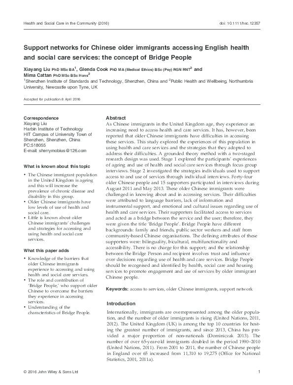(PDF) Support networks for Chinese older immigrants accessing English ...