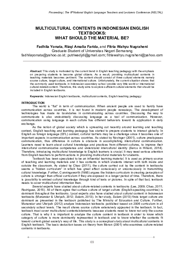 Pdf Multicultural Contents In Indonesian English Textbook What Material Should Be Fadhila Yonata Academia Edu