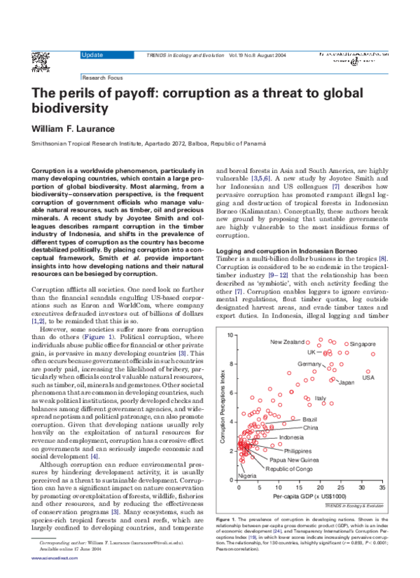 (PDF) The perils of payoff: corruption as a threat to global biodiversity