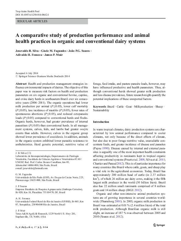 (PDF) A comparative study of production performance and animal health