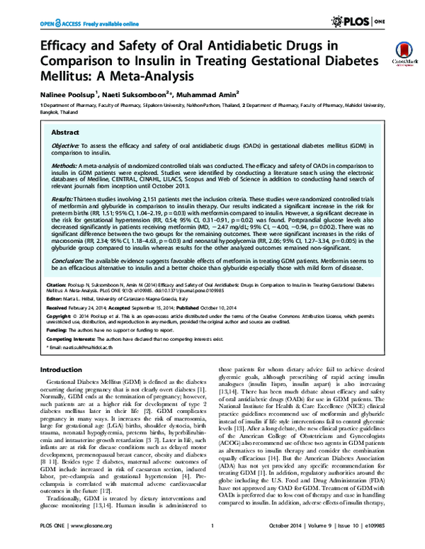 (PDF) Efficacy and Safety of Oral Antidiabetic Drugs in Comparison to ...