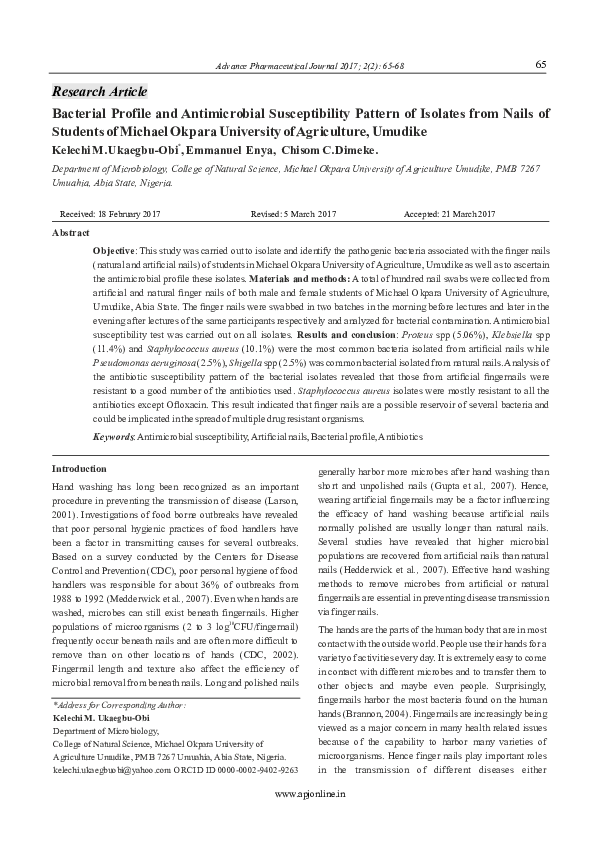 (PDF) Bacterial Profile and Antimicrobial Susceptibility Pattern of ...