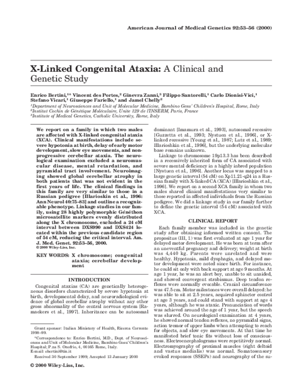 (PDF) X-linked congenital ataxia: A clinical and genetic study
