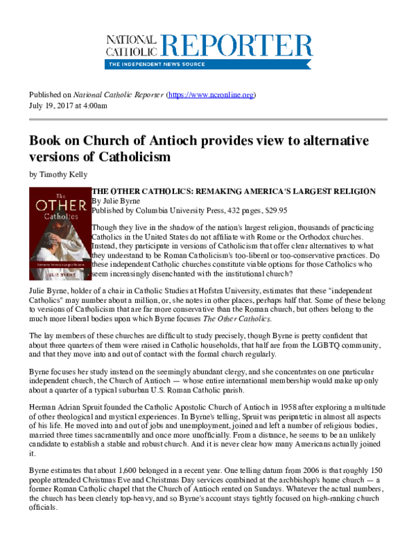 (PDF) The Other Catholics review, National Catholic Reporter, 2017