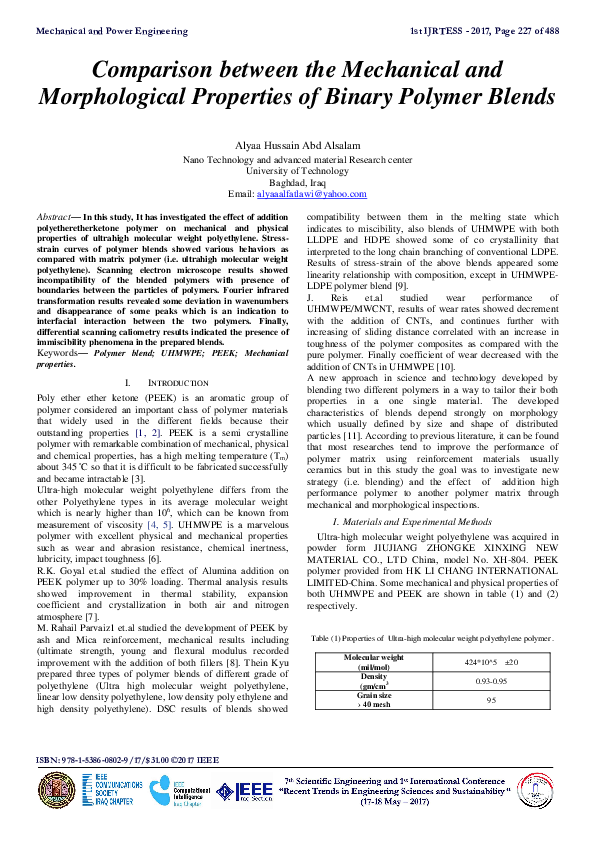 (PDF) Comparison between the Mechanical and Morphological Properties of ...
