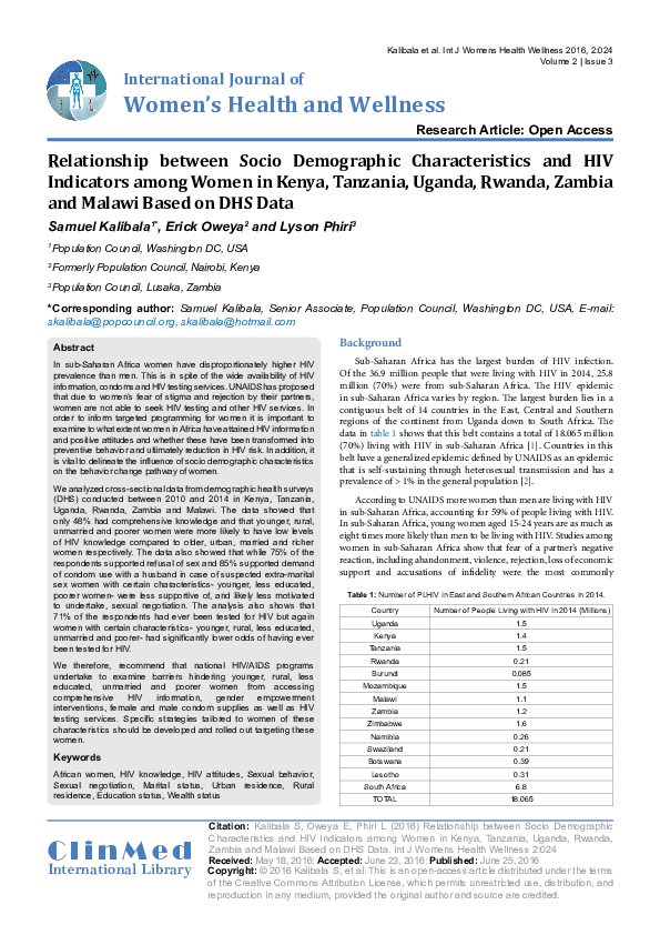 (PDF) International Journal of Women's Health and Wellness Relationship