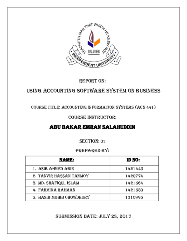(DOC) Using accounting software in Bangladesh Asib Ahmed Abir