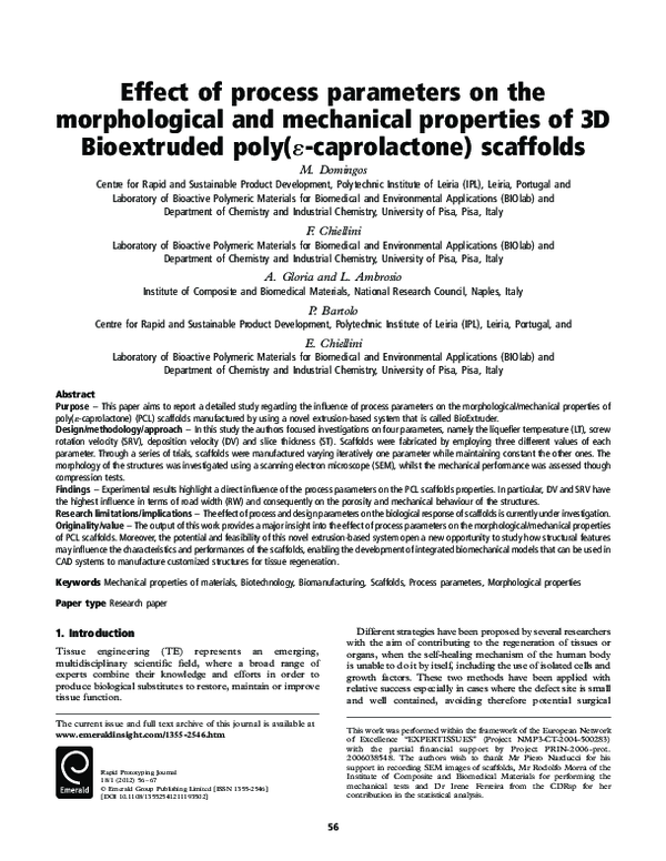 (PDF) Effect of process parameters on the morphological and mechanical ...