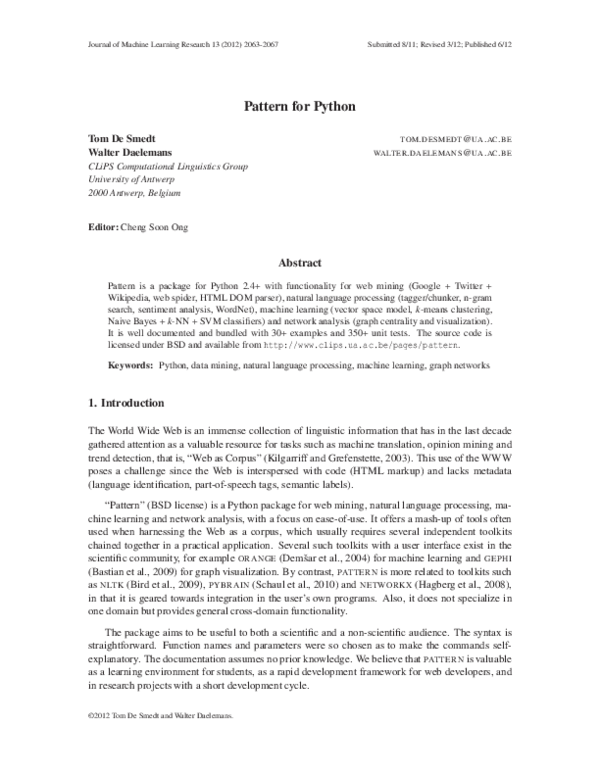 (PDF) Pattern for Python