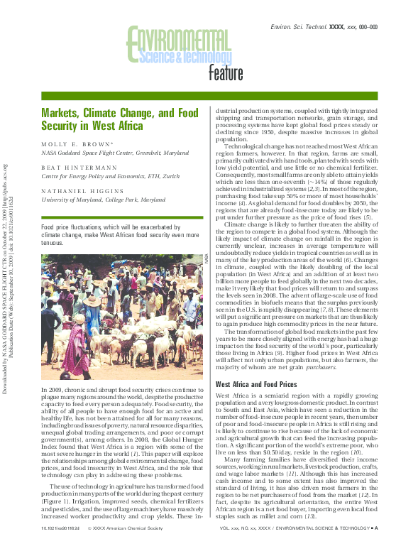 (PDF) Markets, Climate Change, and Food Security in West Africa