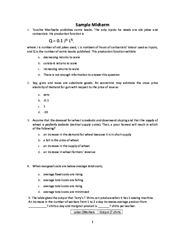 (PDF) Sample Midterm