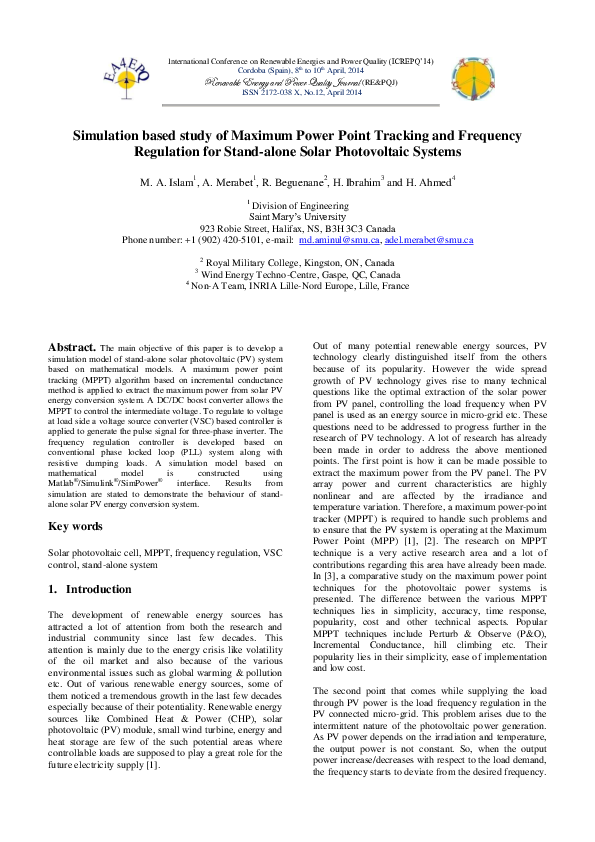 (PDF) Simulation based Study of Maximum Power Point Tracking and ...