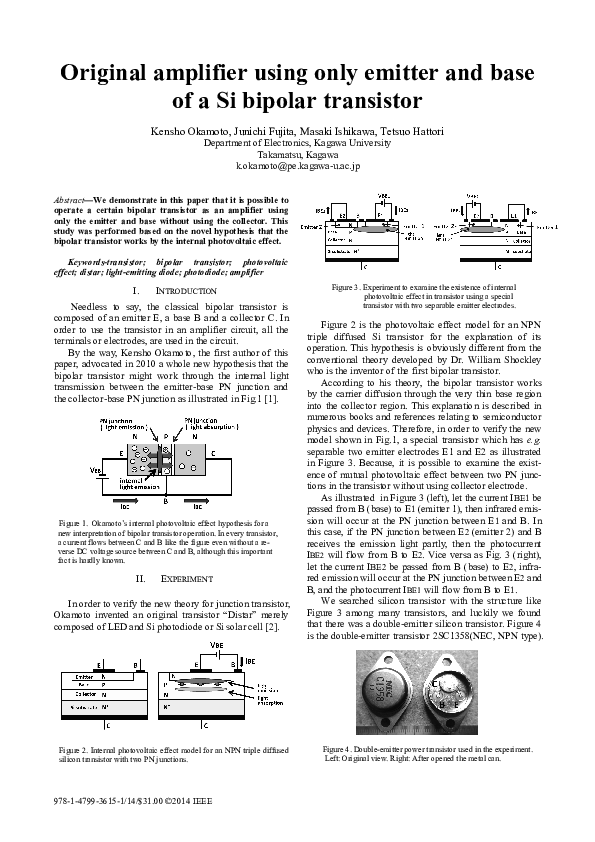 (PDF) Original amplifier using only emitter and base of a Si bipolar ...