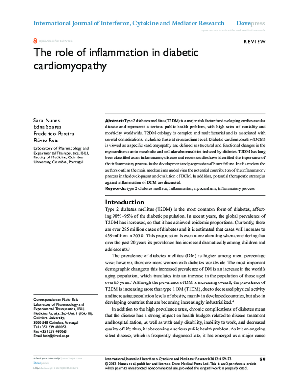 (PDF) The role of inflammation in diabetic cardiomyopathy