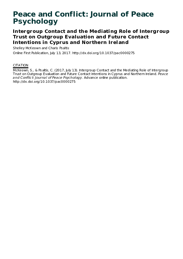 (PDF) Intergroup Contact and the Mediating Role of Intergroup Trust on ...