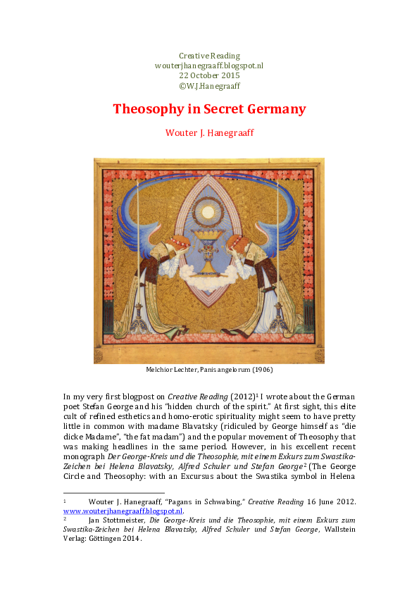 (PDF) Theosophy in Secret Germany (on Melchior Lechter, the Stefan